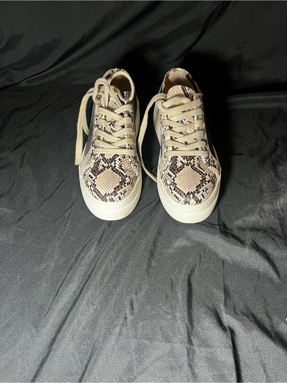 Aldo Neutral Snake Print Platform Sneakers
